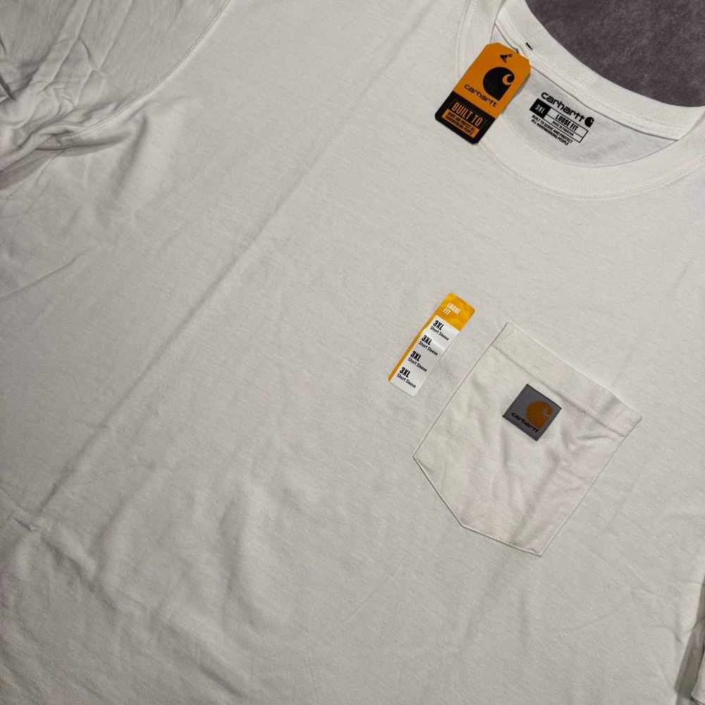 Carhartt K87 Mens 3XL White Loose Fit Heavyweight Workwear Pocket T-Shirt NWT